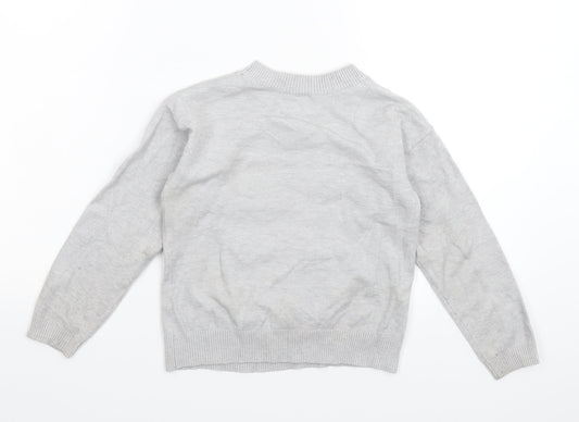 Preworn Girls Grey Knit Pullover Jumper Size 6 Years
