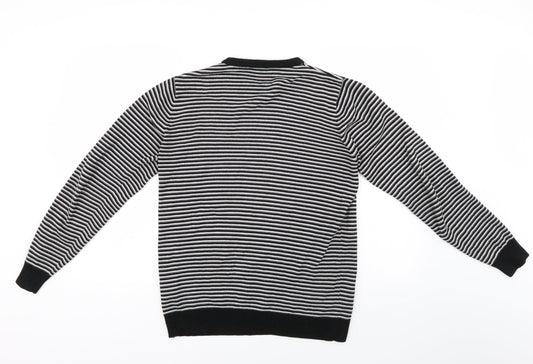 Cedar Wood State Womens Black Striped Pullover Jumper Size S