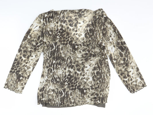 Moda Womens Brown Polka Dot Basic Blouse Size 12