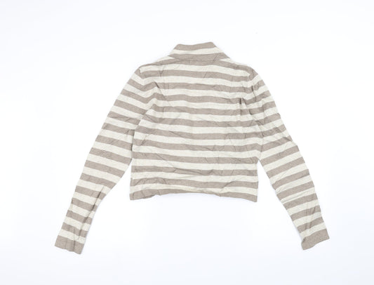 Linea Womens White Striped Cardigan Jumper Size S