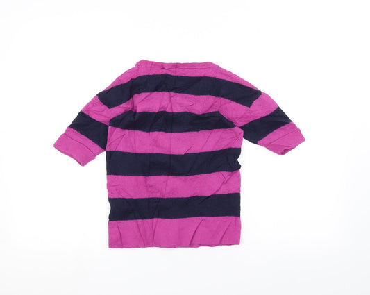 Preworn Womens Purple Striped Basic T-Shirt Size 6
