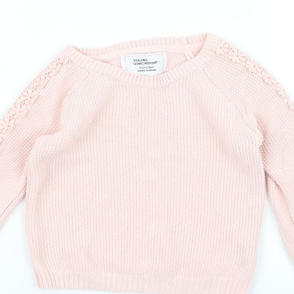 Young Dimension Girls Pink Pullover Jumper Size 3-4 Years