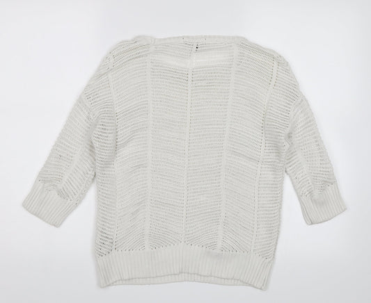 New Look Womens White Pullover Jumper Size 10