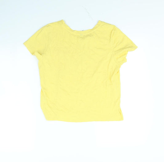 Sinsay Womens Yellow Cropped T-Shirt Size L