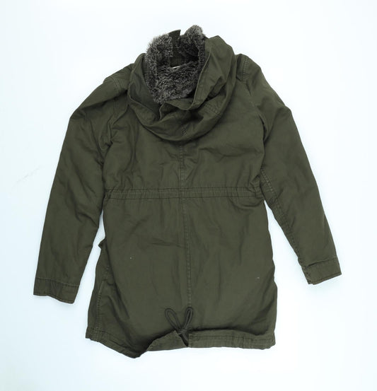 H&M Womens Green Rain Coat Coat Size 6