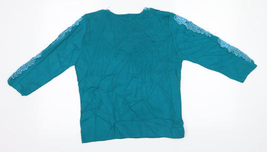 Roman Originals Womens Blue Basic Blouse Size S
