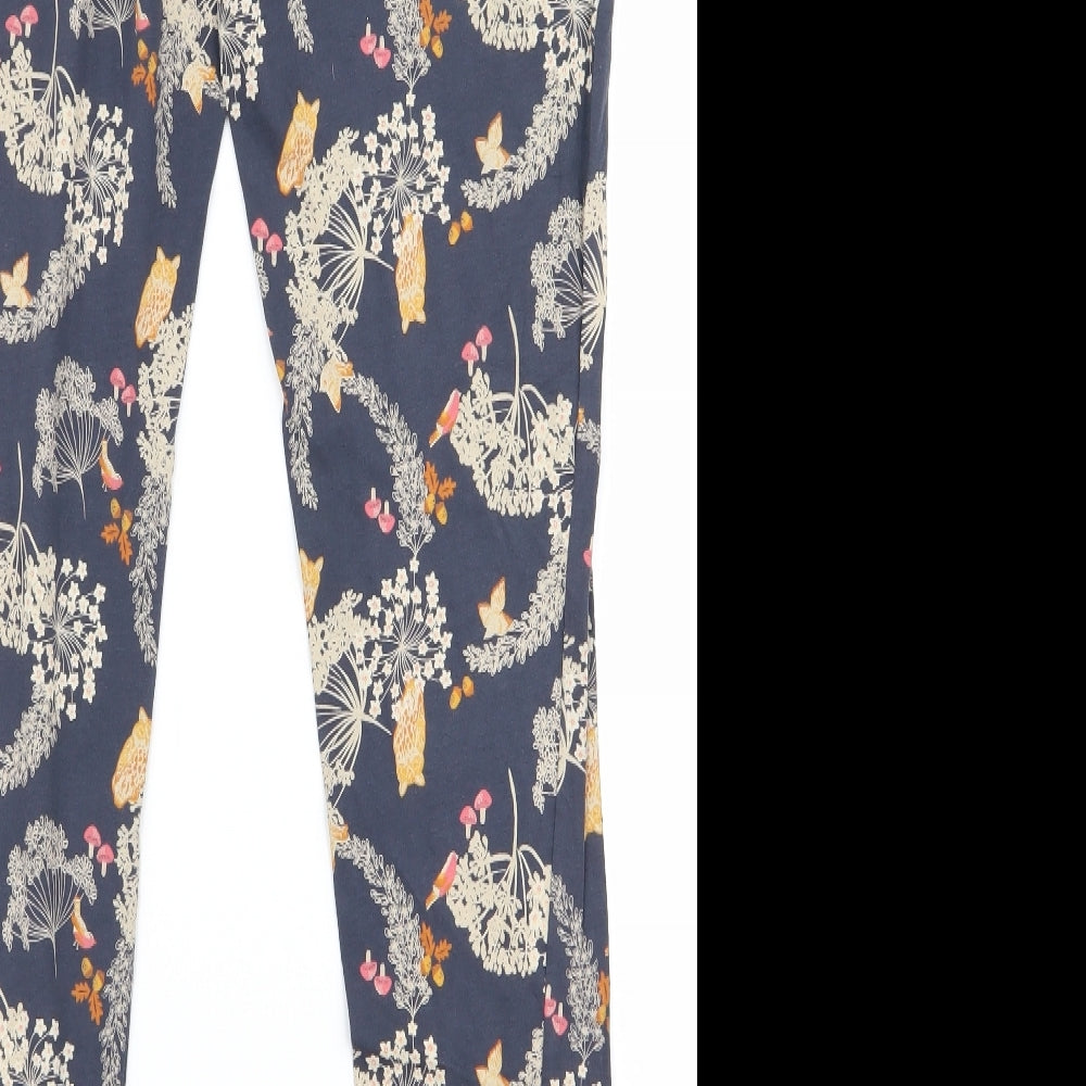debanams Womens Blue Floral Sweatpants Trousers Size 12 L20 in - v