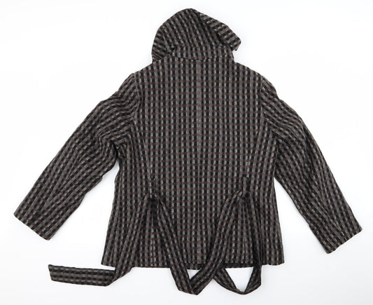 m&s Womens Brown Check Overcoat Jacket Size 14