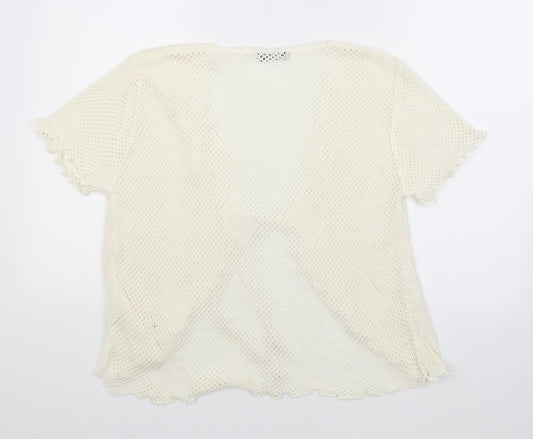 CHIC Womens Beige Cardigan Jumper Size 4 - Tie Up Front