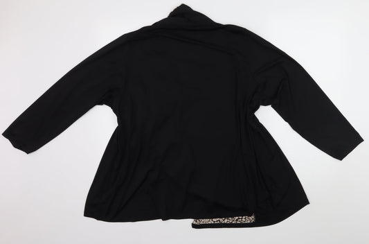 Joanna Hope Womens Black Animal Print Cardigan Jumper Size M