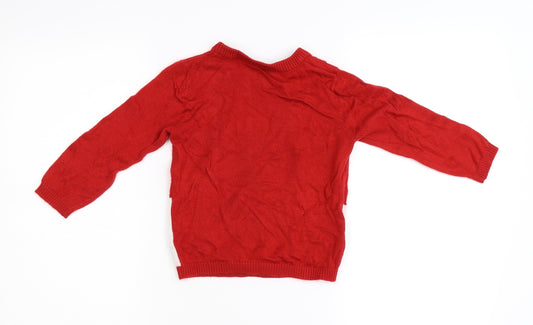 M&Co Girls Red Knit Pullover Jumper Size 2-3 Years - Winter Penguin