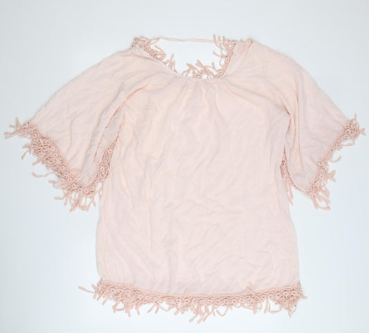 Preworn Womens Pink Basic Blouse Size L