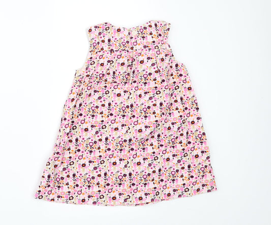 H&M Girls Pink Floral Corduroy Pinafore/Dungaree Dress Size 12-18 Months