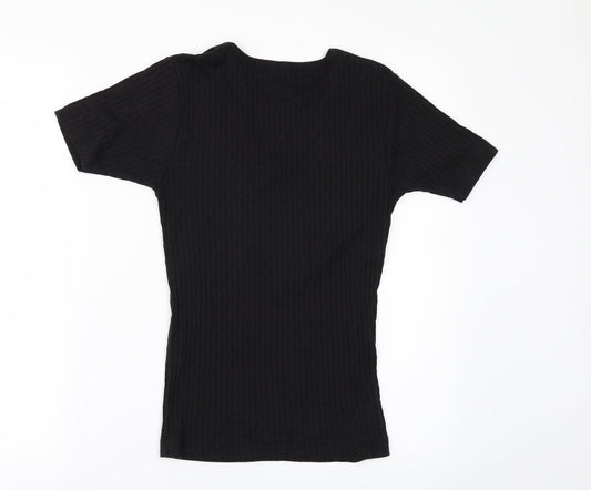 JORDANA Womens Black Basic T-Shirt Size M