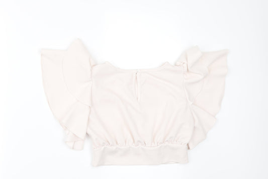 SheIn Girls Ivory Cropped Blouse Size 10 Years