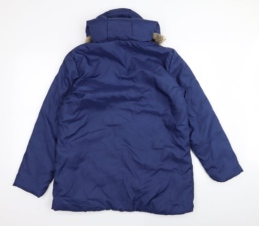 Anne De Lancay Womens Blue Parka Coat Size M