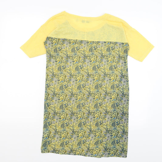 NEXT Womens Yellow Floral Basic T-Shirt Size 6