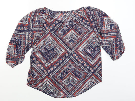 Red Herring Womens Blue Floral Basic Blouse Size 10