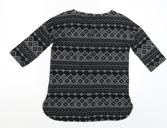 NEXT Womens Black Geometric Basic T-Shirt Size 6