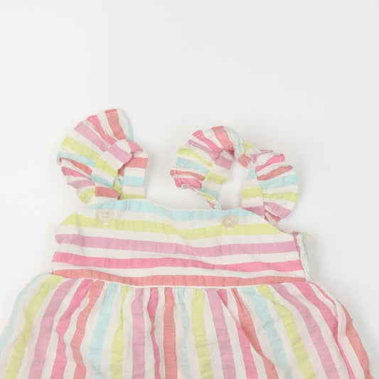 Fred & Flo Girls Multicoloured Striped A-Line Size 6-9 Months