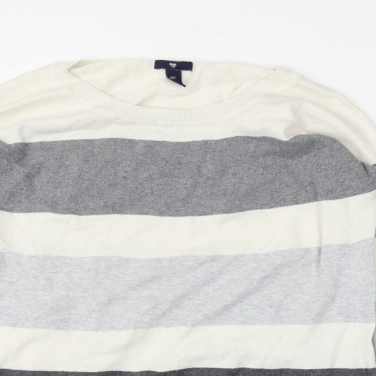 Gap Mens White Striped Pullover Jumper Size L