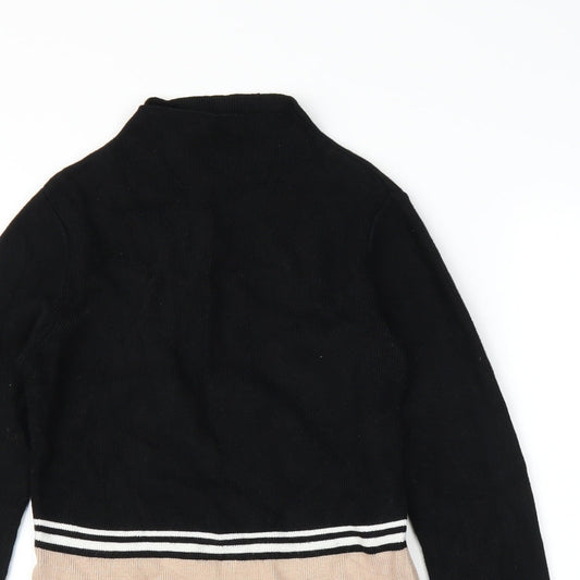New Look Womens Black Striped Pullover Jumper Size 12