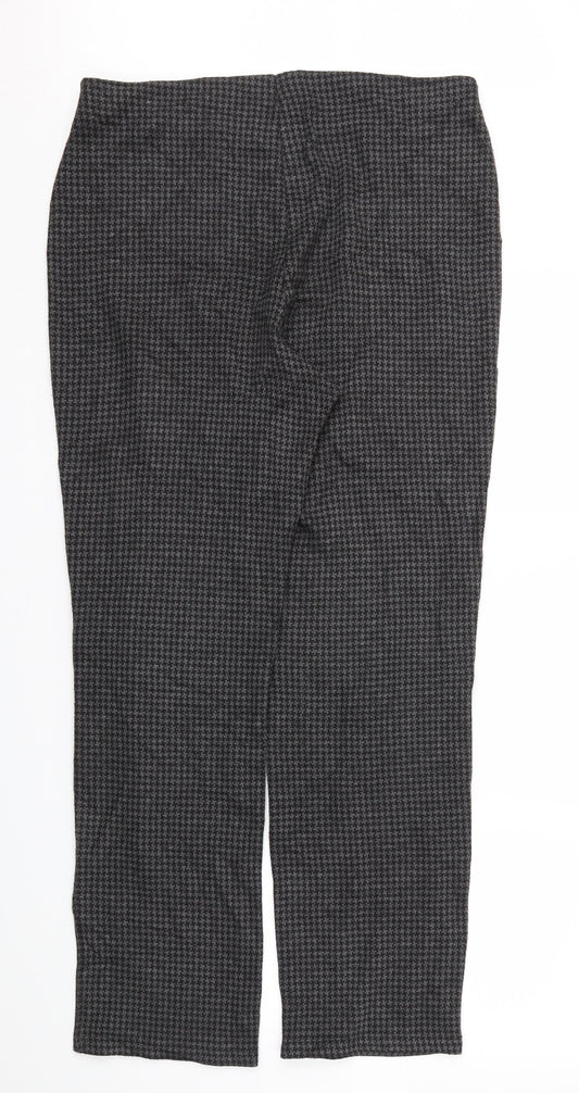 M&S Womens Black Argyle/Diamond Trousers Size 14 L29 in
