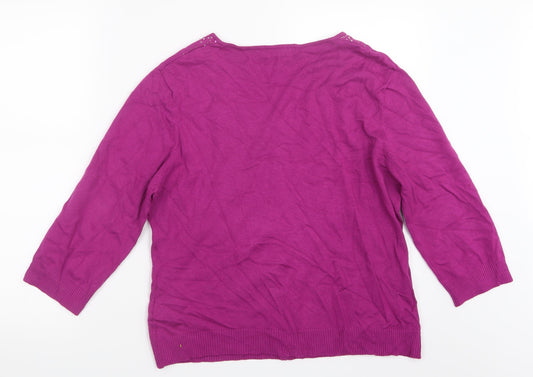 Signature Experience Womens Pink Knit Cardigan Jumper Size L