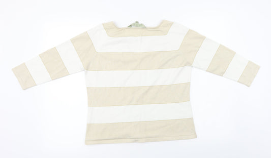 Viz A Viz Womens Beige Striped Pullover Jumper Size M