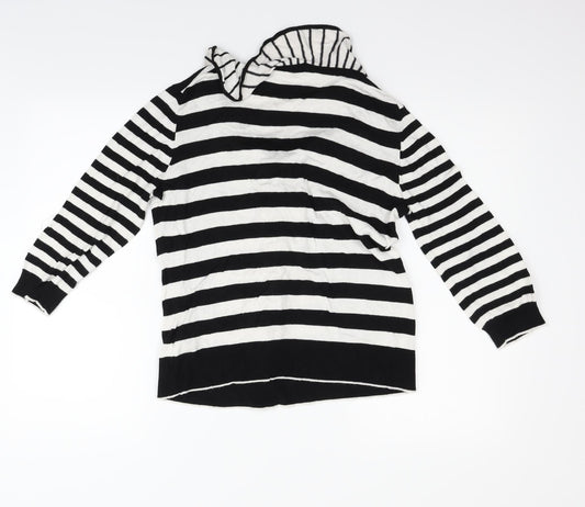 Per Una Womens Black Striped Pullover Jumper Size 16