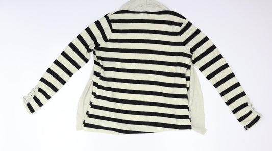 Poof Womens Beige Striped Cardigan Jumper Size L
