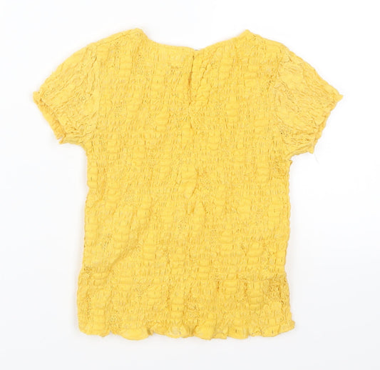 Zara Girls Yellow Basic T-Shirt Size 7 Years
