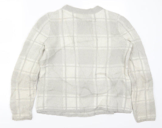John Lewis Womens Grey Check Pullover Jumper Size 10