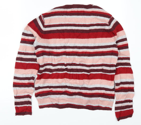 H&M Womens Red Striped Pullover Jumper Size M