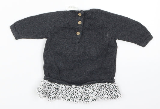 NEXT Girls Grey Polka Dot Pullover Jumper One Size - Giraffe