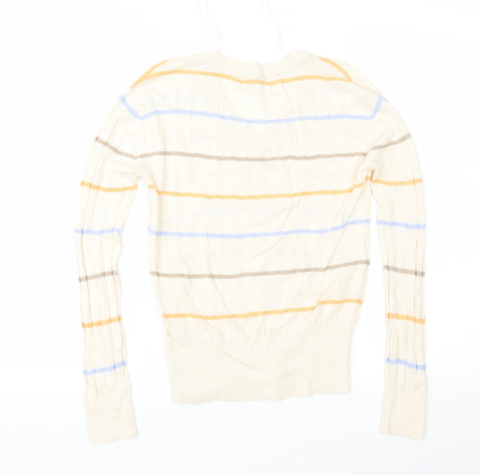 Marks and Spencer Womens Beige Striped Pullover Jumper Size XS