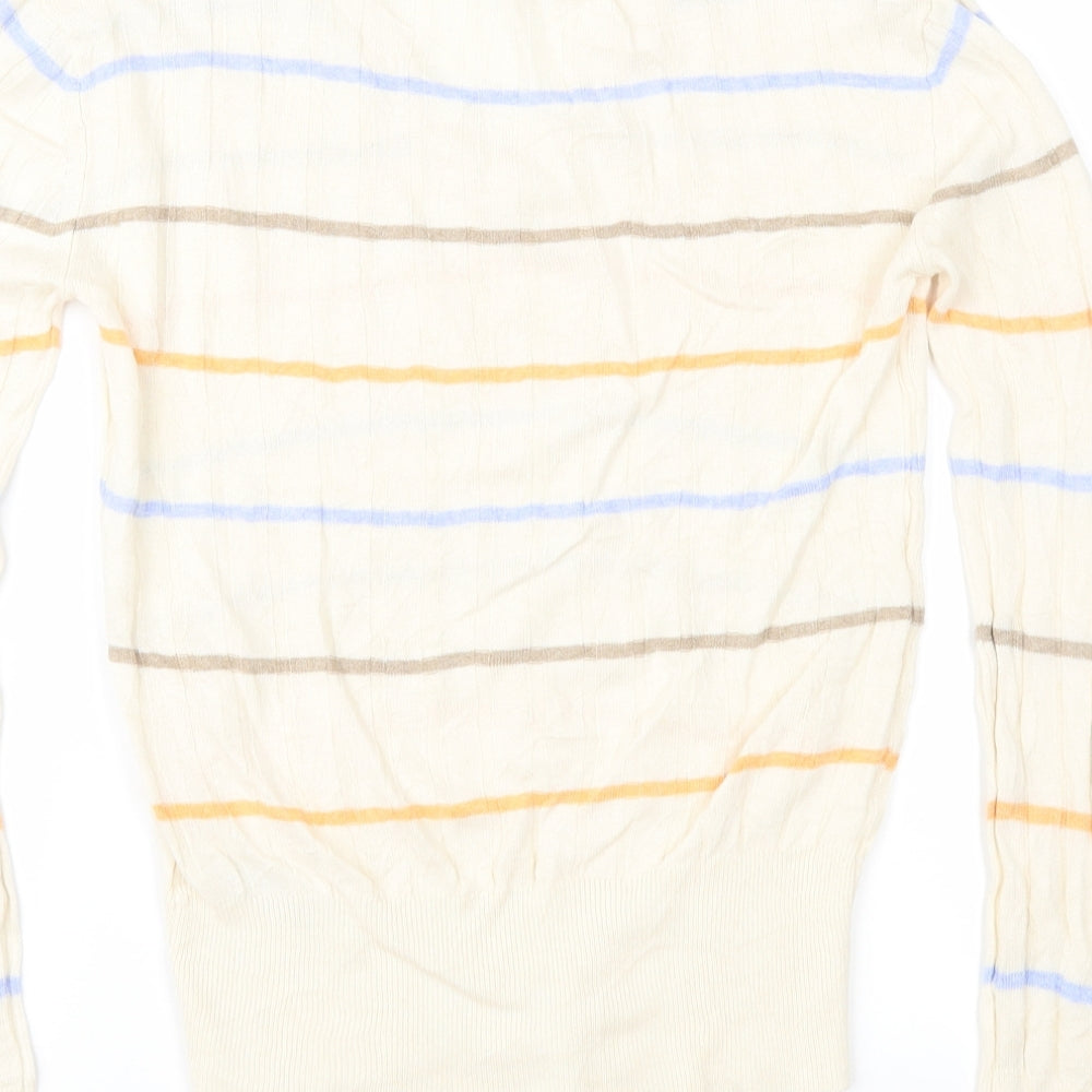 Marks and Spencer Womens Beige Striped Pullover Jumper Size XS