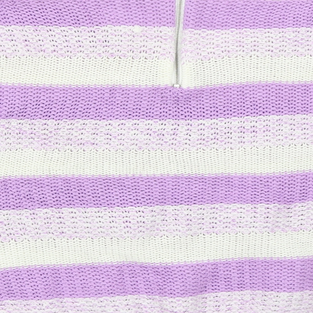 BM Womens Purple Striped Pullover Jumper Size L