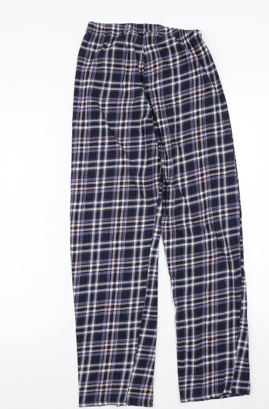Topshop Womens Blue Check Sweatpants Trousers Size XS L27 in
