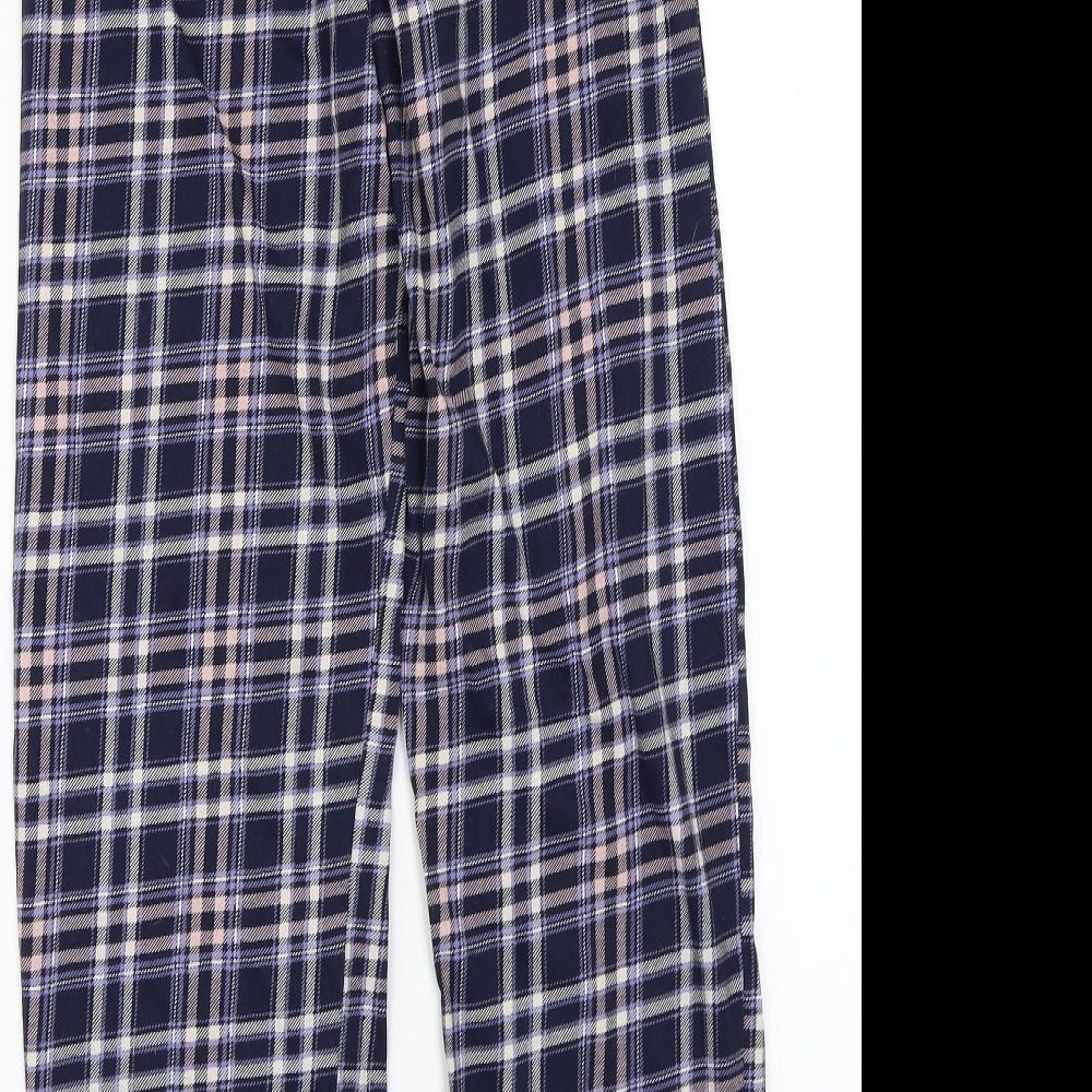 Topshop Womens Blue Check Sweatpants Trousers Size XS L27 in