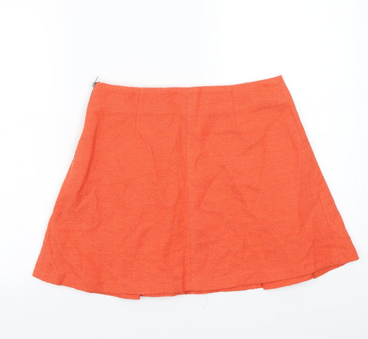 Topshop Womens Orange A-Line Skirt Size 10