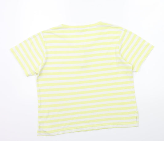 Key West Womens Yellow Striped Basic T-Shirt Size M