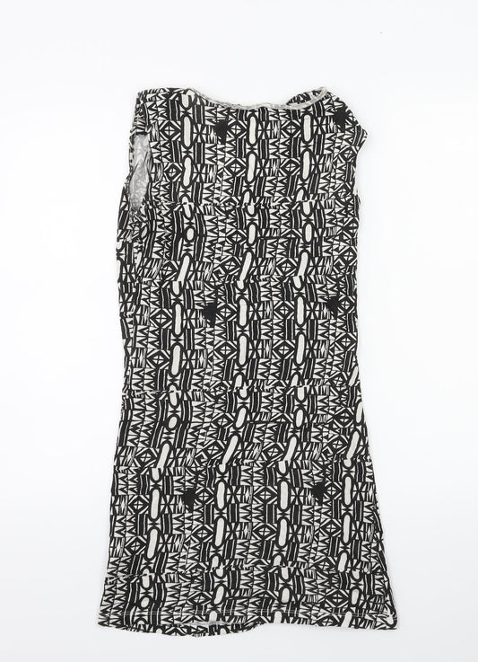 River Island Womens Black Geometric Tank Dress Size 8 - Shoulder Pads