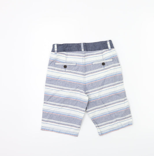 DUDES Boys White Striped Bermuda Shorts Size 8 Years