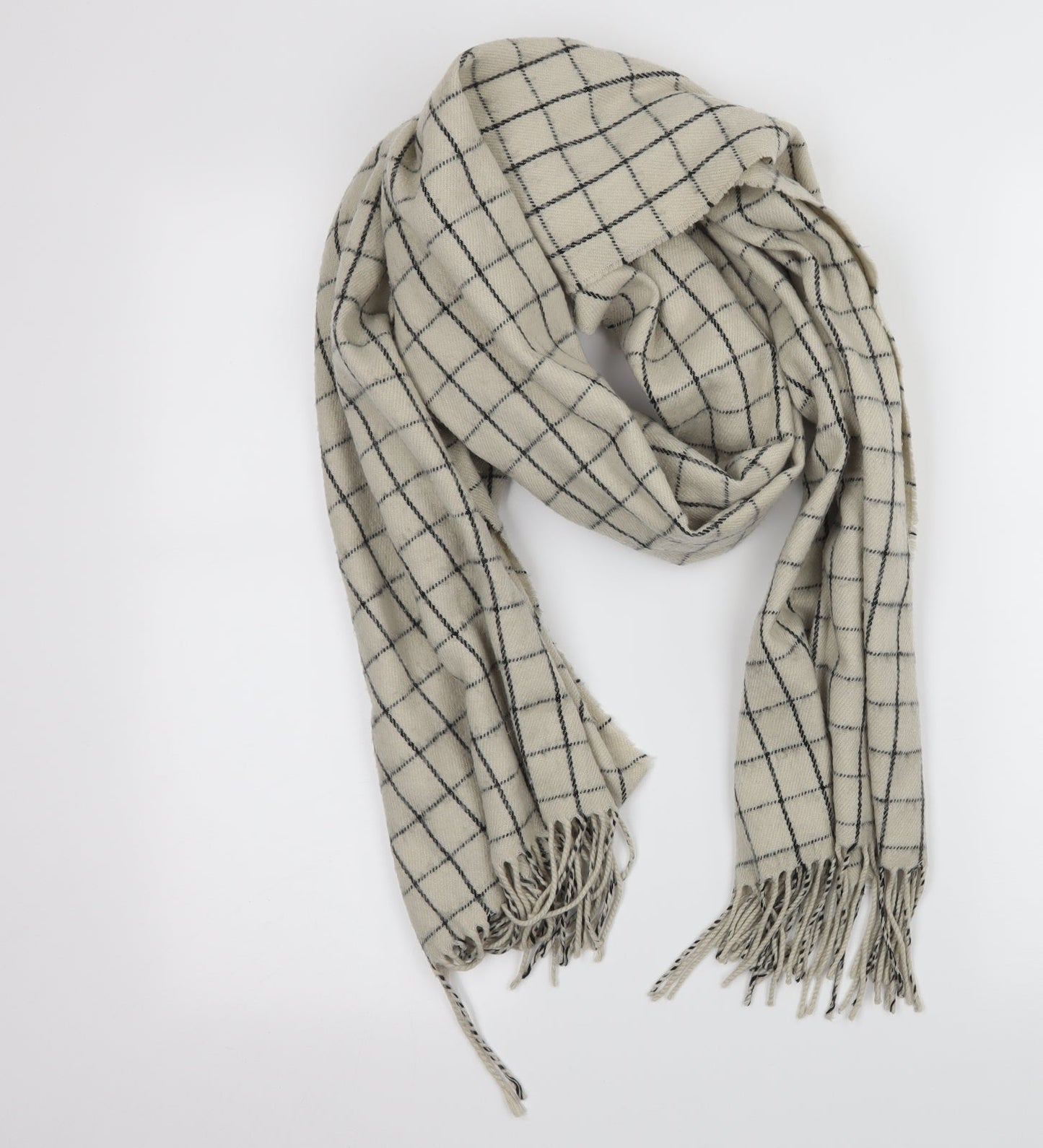 Preworn Womens Ivory Check Knit Scarf