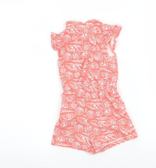 Maine Girls Orange Geometric Jersey Playsuit One-Piece Size 2-3 Years - Shells