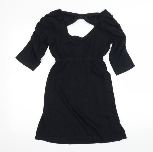 Dorothy Perkins Womens Black Jersey Basic T-Shirt Size 6 - Cut out back