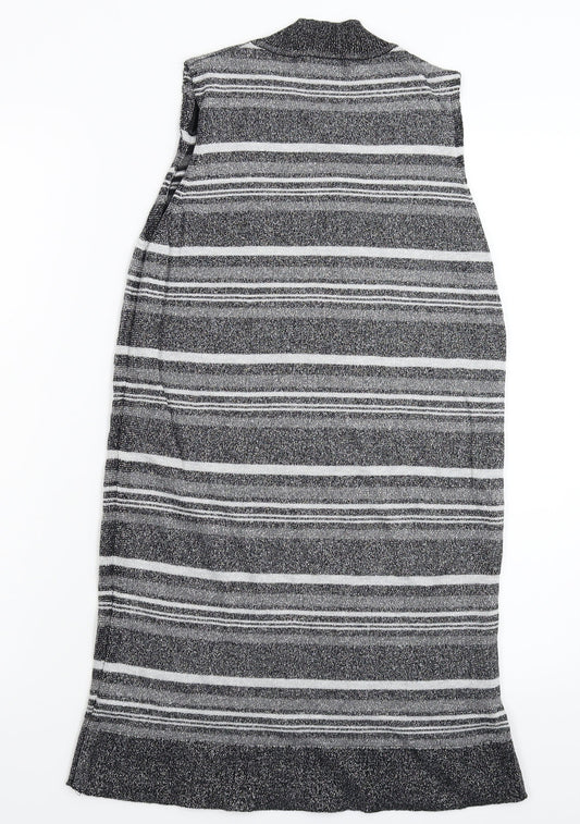 Peacocks Womens Silver Striped Knit Jumper Dress Size 10