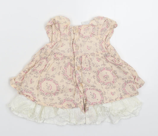 Rockabye-Baby Girls Beige Floral Shirt Dress Size 3-6 Months