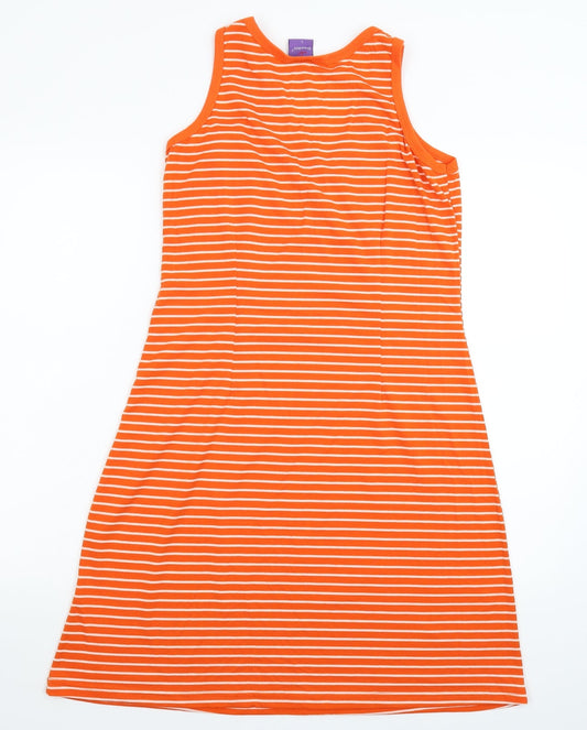 Guodil Womens Orange Striped Basic Tank Size L